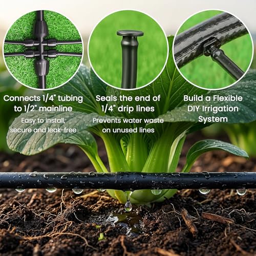 MIXC 1/4" Irrigation Dripline Tubing with Built-In Emitters, 200 Ft Roll - size: 200FT