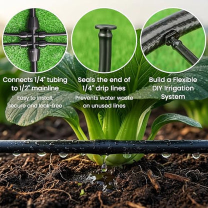 MIXC 1/4" Irrigation Dripline Tubing with Built-In Emitters, 200 Ft Roll - size: 200FT