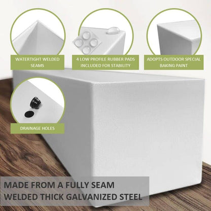 Modern 16" White Steel Trough Planter - Suitable for Indoor Use - color: 1pc White