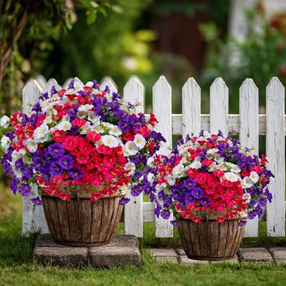 AXYLEX Artificial Morning Glory Outdoor, 16 Bundles Fake Flowers (Multi) - color: Multi16pcs - White+red Pink+purple