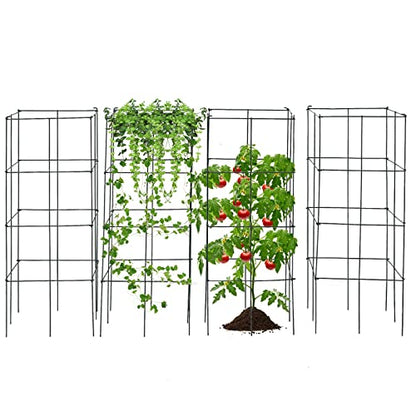 3.25 Ft-4 Pack Tomato Cages for Garden, Folding Plant Cage Support, Multifunctional Adjustable Plant Stakes for Vertical Climbing Plants, Vine, Flowers, Vegetables (16''x 16''x 39'', 4 Pcs)
