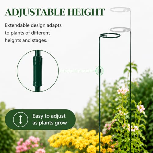 12/24/36 Inch Adjustable Metal Plant Support Stakes - 4 Pack