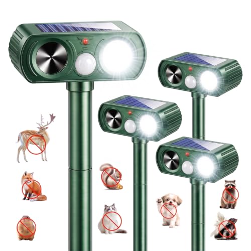 4-Pack Solar Ultrasonic Animal Repellent Outdoor for Yard