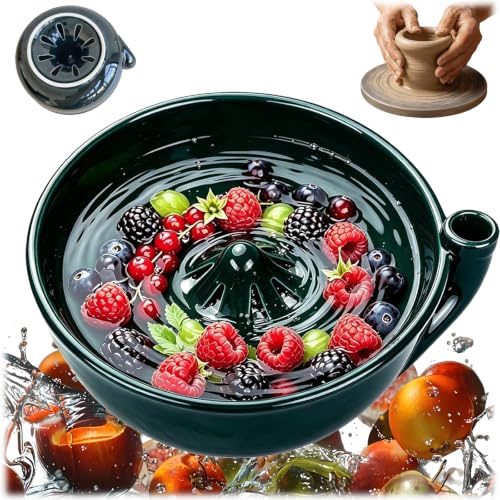 Upgrade Handmade Ceramic Berry Bowl Washer with Holes, 2-in-1 Colander Bowl