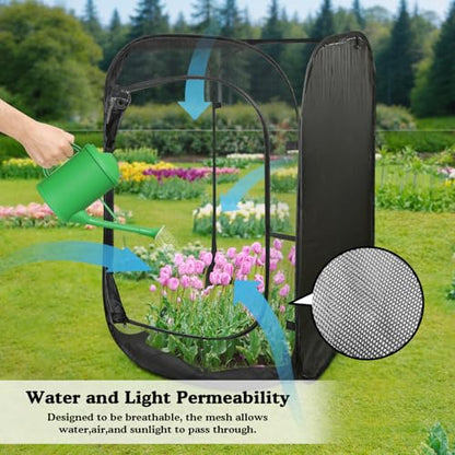 24"x24"x36" Pop Up Mesh Plant Covers, Insect Barrier Plant Enclosure - color: Black