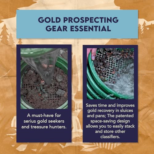 SE 13.25 Inch Wide Stackable Classifier Gold Prospecting Pan - 1/70 Inch Stainless Steel Mesh Sifting Pan, Green - size: 1/70 inch, style: Pans