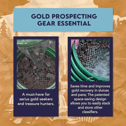 SE 13.25 Inch Wide Stackable Classifier Gold Prospecting Pan - 1/70 Inch Stainless Steel Mesh Sifting Pan, Green - size: 1/70 inch, style: Pans