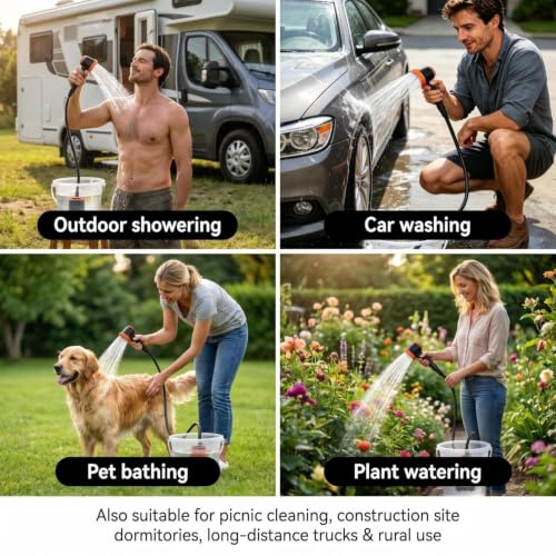 Portable Camping Shower Pump, 8000mAh, LED Display