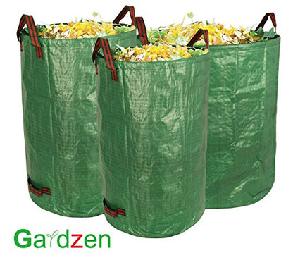 Gardzen 3 Pack Garden Waste Bags 32 40 72 Gallon Reusable Heavy Duty