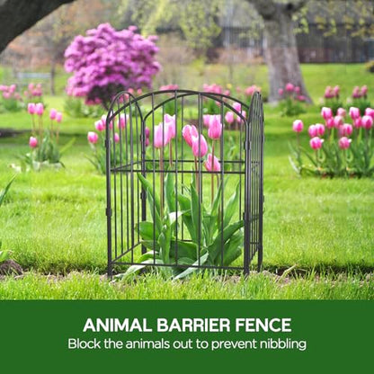 Goovilla Garden Fence, Total 27ft(L) x 24in(H), 25 Pcs, Rustproof Metal - size: Arched