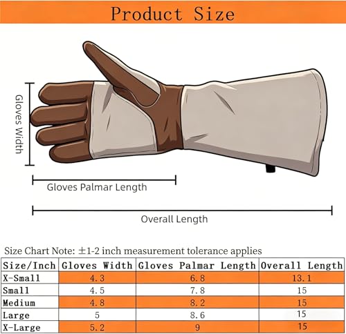 Welding Gloves -Long Sleeve Fireproof and Heat Resistant 15IN XL - color: Brown 1 Pair, size: X-Large