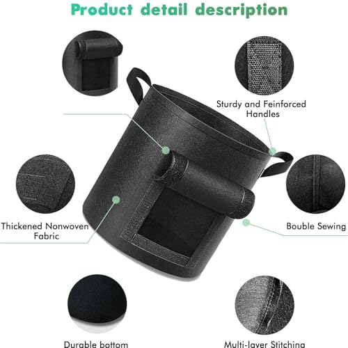 3 Pack of 10-Gallon Potato Planting Bags with Harvest Viewing Window, Thickened Breathable Non-Woven Planters with Handles - Ideal Fabric Planting Containers for Plant Potatoes (Khaki/Green/Black) - color: Khaki/Green/Black