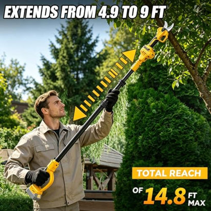 2-in-1 Cordless Pole Pruning Shears Compatible with Dewalt 20V MAX