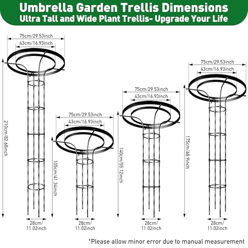 Mushroom Top Trellis for Climbing Plants Outdoor, 4.59FT Decorative Obelisk Plant Support with Rustproof PE-Coated Metal Poles, Rose Trellis for Clematis Ivy, Black - color: 4 Floors-55.12''H/Black