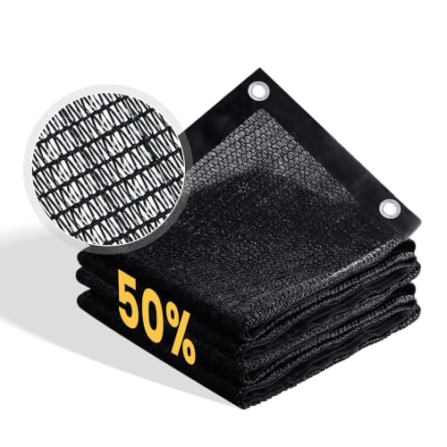 VICLLAX 50% Shade Cloth, 10x20FT Durable Black Mesh Trap with Every 3 FT Grommet, Sun Shade Fabric Netting for for Plants Cover, Greenhouse, Chicken Coop, Barn Kennel, Garden Patio - size: 50%-10 x 20 FT