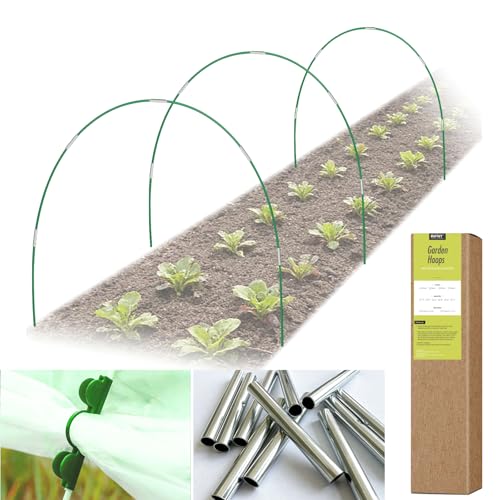 RIFNY 18 PCS Garden Hoops for Raised Beds, Greenhouse Hoops Kit Long Grow Tunnel for Row Cover, Rust-Free Fiberglass Garden Support Poles for Insect Mesh Netting Freeze Plant Cover (Green) - style: 18Pcs-Green-0.28" Dia
