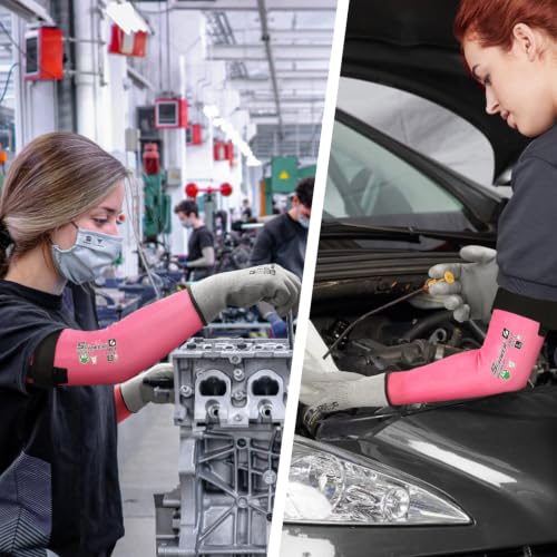 Schwer 18in AIR-SKIN A6 Cut Resistant Arm Sleeves for Gardening, S901-P - color: Pink, size: 18 In-1 Pair