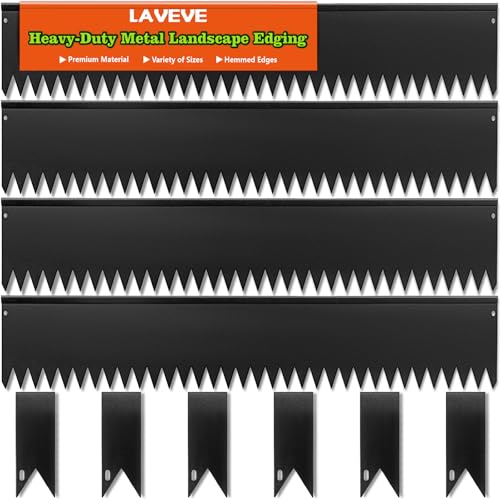 LAVEVE Galvanized Steel Landscape Edging 4-Pack, 40" L x 5" H (13Ft Total) - color: Black, size: 40"l X 5"h X 4 Pack