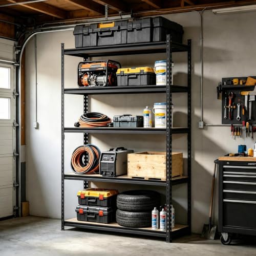 Heavy Duty 5-Tier Storage Shelves, 2204 lbs, 72"H x 48"W x 15.7"D - size: 72" H x 48" W x 15.7" D