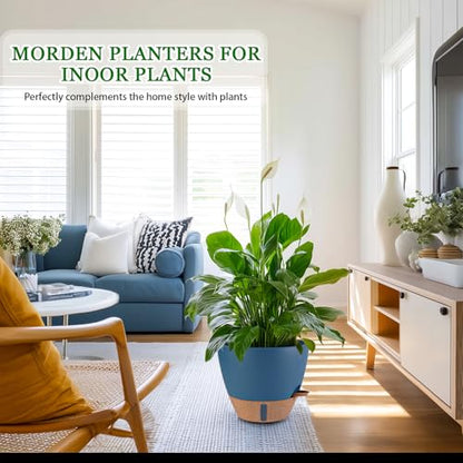 2 Pack 10 inch Plant Pots, Plastic Self Watering Planters - color: Navy Blue, size: 10 inch