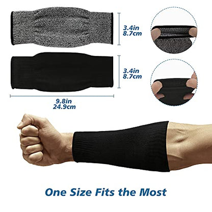 2 Pairs Protective Arm Sleeves, Cut Resistant Sleeve Arm Protectors Anti Abrasion Safety Armband for Garden Kitchen Work (Black+Grey) - color: Black+gray