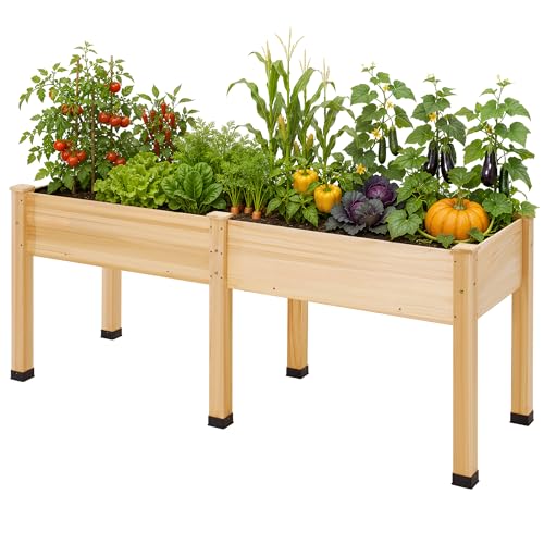 AMERLIFE 72x24x30 Inch Elevated Wood Raised Garden Bed with Legs - color: Light Wood, size: 6x2 FT-Regular