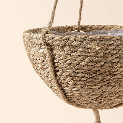 LA Jolie Muse Seagrass Hanging Planters, Set of 2, 12.4" D x 6.3" H, Brown - size: Large