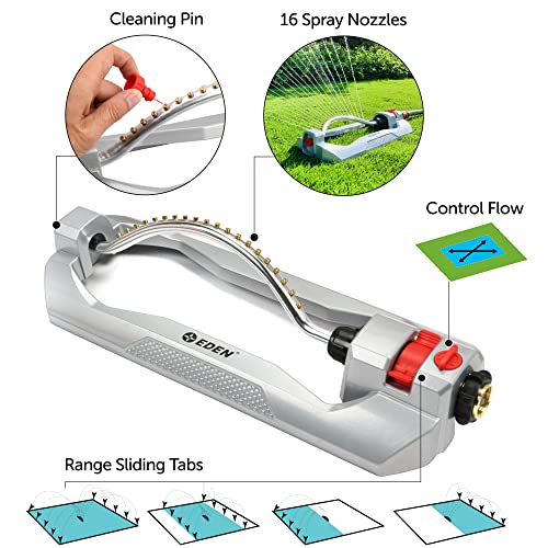 Eden 96215 Metal 2-Way Oscillating Sprinkler for Lawn and Garden w/Quick Connect Starter Set - style: With Flow Control
