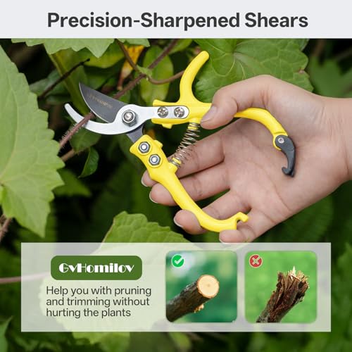 Q-Shaped Lightweight Gardening Pruning Shears for Plant & Tree Trimming - color: Yellow