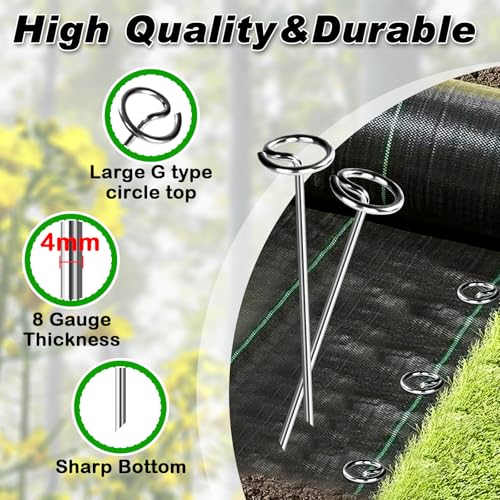 FEED GARDEN 120 Pack Landscape Staples 8 Gauge 6 Inch Galvanized Garden Stakes SOD Pins Yard Lawn Spikes for Plant Cover, Tent, Weed Barrier Fabric, Turf, Inflatable and Outdoor Decoration