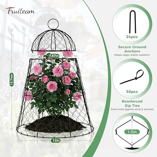 FRUITEAM 6-Pack Large Wire Plant Protectors, 13"x15.8"H Garden Cloches - size: 6 Pcs