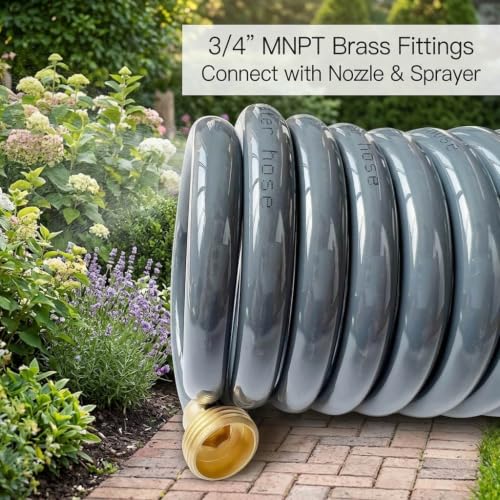 SANFU PU Recoil Garden Water Hose 3/8"ID(9 x 12.2mm) x 15FT, Gray(15') - size: 15FT