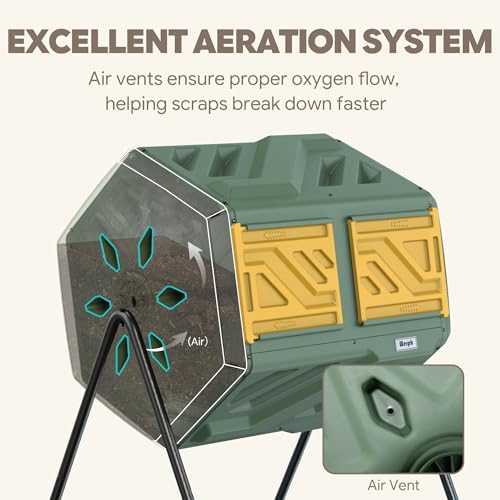 Werph 43 Gal Outdoor Compost Bin for Garden & Kitchen Waste, Grass Green - color: Grass Green