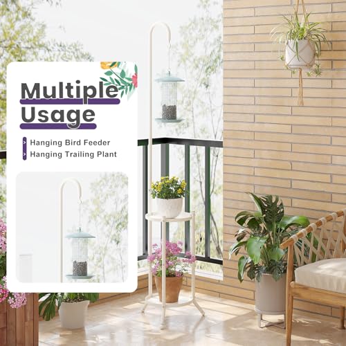 Hanging Plant Stand,Plant Shelf Outdoor Indoor Plant Rack,White - color: White