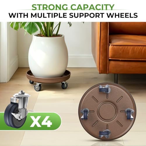 Plant Caddy With Wheels 13" Metal Plant Saucers for Indoors 350 Lb Capacity - size: 2 PACK 13 INCH