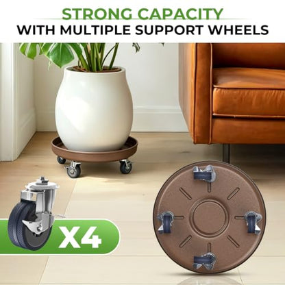 Plant Caddy With Wheels 13" Metal Plant Saucers for Indoors 350 Lb Capacity - size: 2 PACK 13 INCH