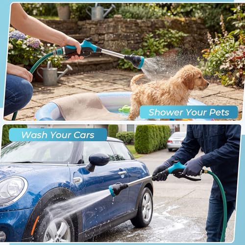 Hushee 2 Pack 16 Inch Metal Watering Wand for Garden Hose, 8 Pattern, Blue - color: Blue