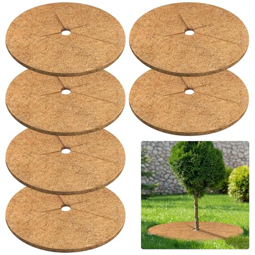 Legigo 6 Pack Coconut Fiber Mulch Ring Tree Plant Protector Mat, 24 Inch - color: 6 Pack, size: 24 Inch