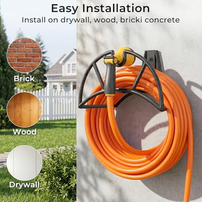 TomCare Garden Hose Holder Wall Mount, 150FT Capacity Water Hose Hanger - color: All Balck, size: Standard