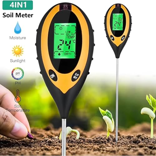New Soil pH Meter 3 in 1/4 in 1 PH Light Moisture Acidity Tester Soil Tester Moisture Meter Plant Soil Tester Kit for Flowers