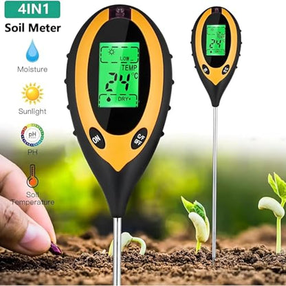 New Soil pH Meter 3 in 1/4 in 1 PH Light Moisture Acidity Tester Soil Tester Moisture Meter Plant Soil Tester Kit for Flowers