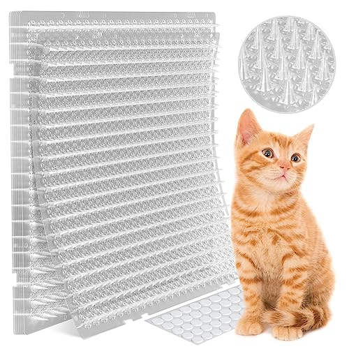 Petfolio 12 Pack Scat Mat for Cats - 16 x 13 Inch Cat Spike Mat with 1 Inch Spike is A Perfect Pet Training Mat Device for Cat Repellent Indoor & Outdoor to Deter Cats & Other Animals for All Seasons - color: Clear