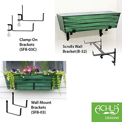 Achla Designs Galvanized Window Flower Box Planter-Green-Large (35.5" L x 11" W x 9.5" D) - color: Green, size: Large