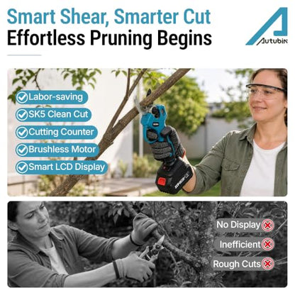 4 in 1 Pole Saw & Electric Pruning Shears Combo, 16Ft Reach, 2 Batteries