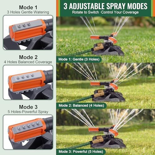 Metal Lawn Sprinkler for Yard with Adjustable Extension Risers