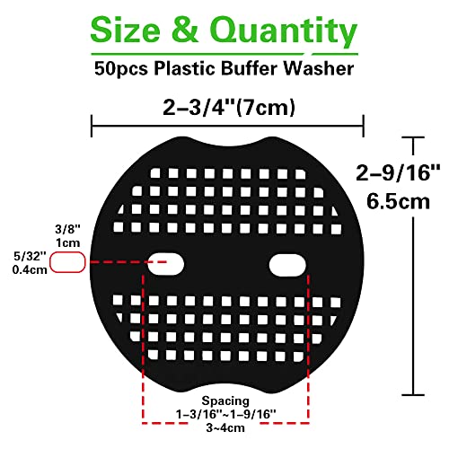 Bakulyor 50pcs Garden Staples Plastic Buffer Washer, Landscape Staple Stakes Gaskets, Yard Pins Gasket for Weed Barrier Fabric, They Keep The Barrier from Ripping & Create a Sturdier Hold - Black
