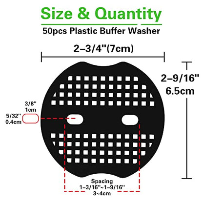 Bakulyor 50pcs Garden Staples Plastic Buffer Washer, Landscape Staple Stakes Gaskets, Yard Pins Gasket for Weed Barrier Fabric, They Keep The Barrier from Ripping & Create a Sturdier Hold - Black