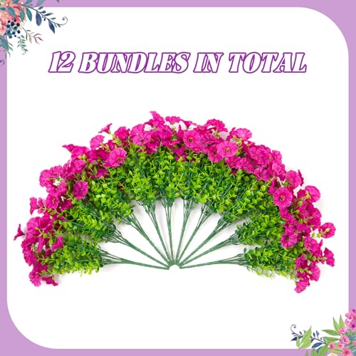 Hrobek Artificial Flowers for Outdoors Faux Petunias Plants UV Resistant - color: Light Purple