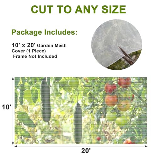 10×20 FT Garden Netting, Ultra Fine Mesh Pest Barrier, Plant Covers Row Cover for Vegetables Fruits Flowers, Greenhouse Raised Bed Screen Protect Plants from Birds Bugs - size: 10×20FT