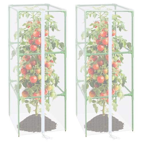 ZeeDix 43x16.1 in Garden Tomato Plant Cover Netting for Square Tomato Cage - color: 2 Pack, size: 43inch